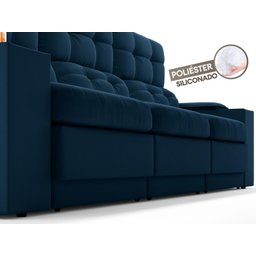 Sofá com Porta Copos e Carregador USB Eureka 2,30m Assento Retrátil e Reclinável Velosuede - 6