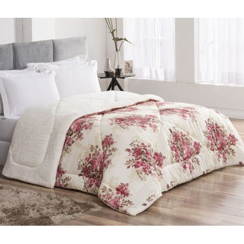 Coberdrom Casal Queen Winter 100% Algodão 01 Peça - Floral Vermelho