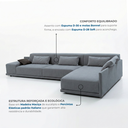 Ver imagem 4 de Sofá de Canto 5 Lugares com Chaise Lado Direito em Sarja 336x196cm Cinza Médio