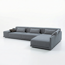 Ver imagem 2 de Sofá de Canto 5 Lugares com Chaise Lado Direito em Sarja 336x196cm Cinza Médio