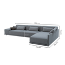 Ver imagem 3 de Sofá de Canto 5 Lugares com Chaise Lado Direito em Sarja 336x196cm Cinza Médio