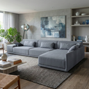 Ver imagem 7 de Sofá de Canto 5 Lugares com Chaise Lado Direito em Sarja 336x196cm Cinza Médio