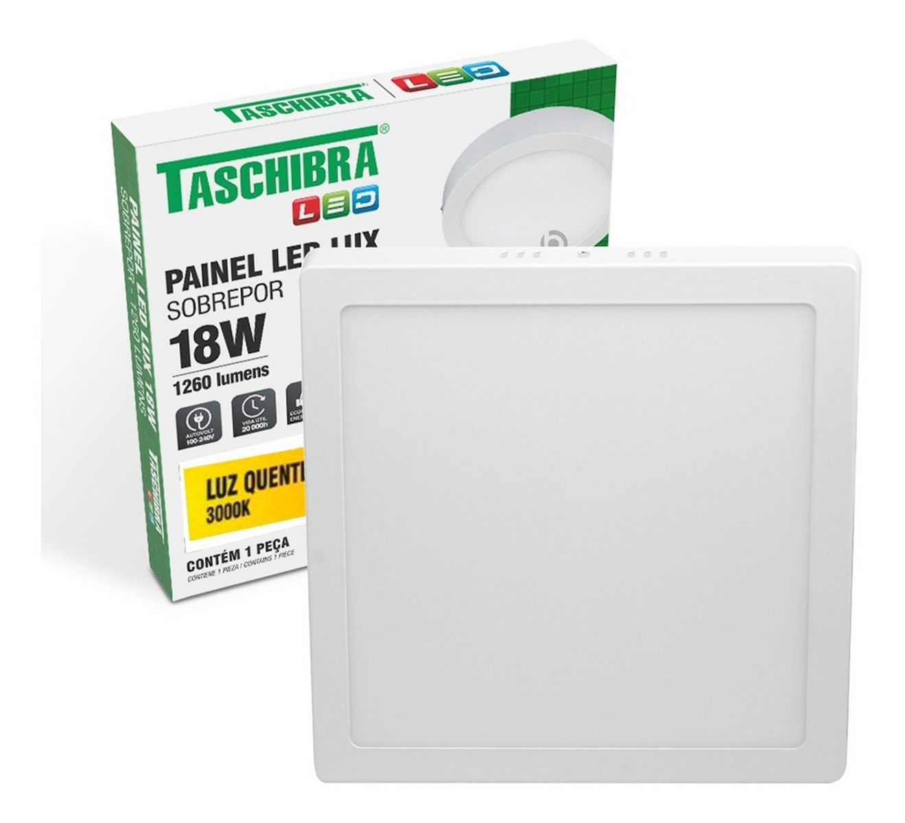 Painel Plafon Luminária Led Quadrado Sobrepor 18w 6500/3000k:branco