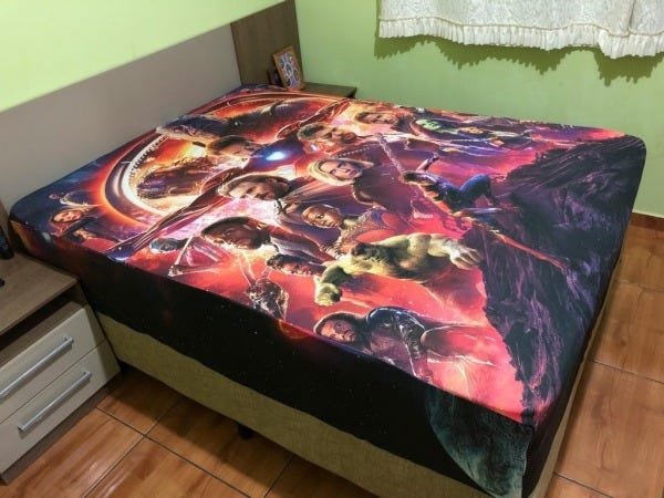 Lençol Cama Casal + Fronha Travesseiro Avengers Vingadores - 4