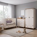 Ver imagem 1 de Quarto de Bebê Joy 3 Peças: Berço + Cômoda + Roupeiro 2P Off White/Nogueira