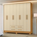 Ver imagem 4 de Guarda Roupa Casal Paraty 8 Portas 4 Gavetas Carvalho Americano Off White - Incorplac
