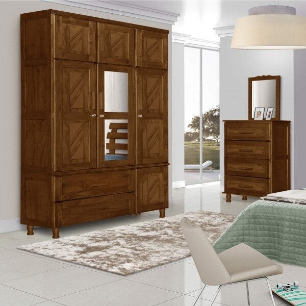 Menor preço em Guarda-roupa Solteiro com Espelho Chicago 103 Atraente Móveis