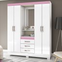 Ver imagem 1 de Guarda-Roupa Casal com Espelho 4 Portas 3 Gavetas Flex Color Briz