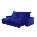 Ver imagem 1 de Sofá Milão Retrátil e Reclinável 250cm com Super Pillow de 30cm com Molas Pocket - Azul