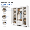 Ver imagem 2 de Guarda Roupa Casal 6 Portas 3 Gavetas Briz MDP 15mm Moderno Espaçoso com Pés e Corrediças Metálicas