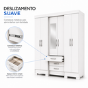 Ver imagem 4 de Guarda Roupa Casal 6 Portas 3 Gavetas Briz MDP 15mm Moderno Espaçoso com Pés e Corrediças Metálicas