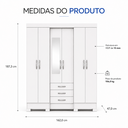 Ver imagem 6 de Guarda Roupa Casal 6 Portas 3 Gavetas Briz MDP 15mm Moderno Espaçoso com Pés e Corrediças Metálicas