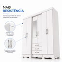 Ver imagem 3 de Guarda Roupa Casal 6 Portas 3 Gavetas Briz MDP 15mm Moderno Espaçoso com Pés e Corrediças Metálicas