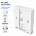 Ver imagem 5 de Guarda Roupa Casal 6 Portas 3 Gavetas Briz MDP 15mm Moderno Espaçoso com Pés e Corrediças Metálicas