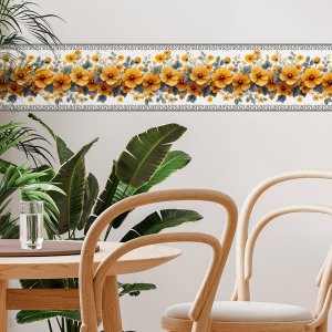 Faixa Decorativa Adesiva (autocolante) - Floral Amarelo Vibrante