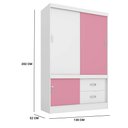 Ver imagem 4 de Guarda Roupa Solteiro Estilo Ii 3 Portas 2 Gavetas Branco Rosa Flex Bnn Decor