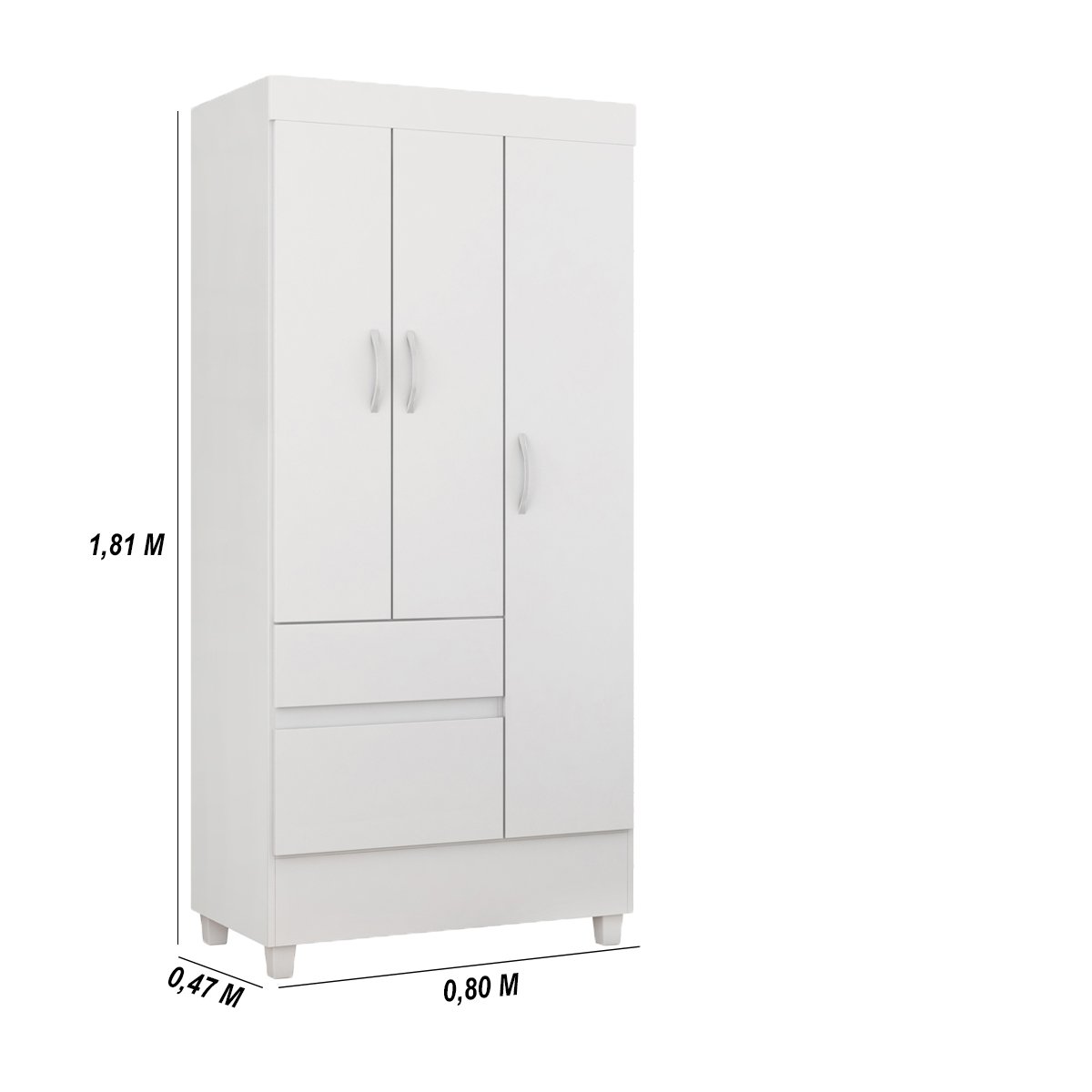 Guarda Roupa Solteiro 3 Portas e 2 Gavetas Wind - Branco/rosa/branco - 2