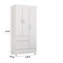 Ver imagem 2 de Guarda Roupa Solteiro 3 Portas e 2 Gavetas Wind - Branco/rosa/branco