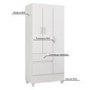 Ver imagem 5 de Guarda Roupa Solteiro 3 Portas e 2 Gavetas Wind - Branco/rosa/branco