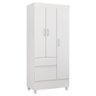 Guarda Roupa Solteiro 3 Portas e 2 Gavetas Wind - Branco/rosa/branco - 8