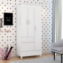 Ver imagem 1 de Guarda Roupa Solteiro 3 Portas e 2 Gavetas Wind - Branco/rosa/branco