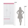 Guarda Roupa Solteiro 3 Portas e 2 Gavetas Wind - Branco/rosa/branco - 4