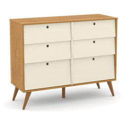 Cômoda 6 Gavetas Retrô Gold Freijó Off White Eco Wood - Matic - 1