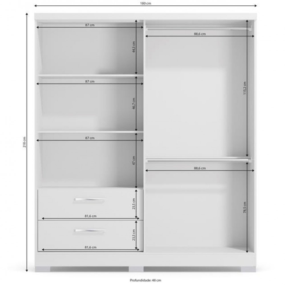 Guarda Roupa Casal 3 Portas 2 Gavetas C533 Kappesberg - Branco - 4