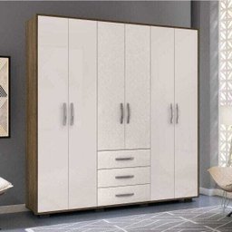 Guarda-Roupa Casal 6 Portas 3 Gavetas Málaga Plus Colibri Móveis - 1 Guarda-Roupa Casal 6 Portas 3 Gavetas Málaga Plus Colibri Móveis - 1