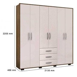 Guarda-Roupa Casal 6 Portas 3 Gavetas Málaga Plus Colibri Móveis - 4 Guarda-Roupa Casal 6 Portas 3 Gavetas Málaga Plus Colibri Móveis - 4