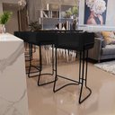 Ver imagem 2 de Banqueta Decorativa Fixa Base De Aço Preto Betina D02 Corano Preto B-97 - Lyam Decor