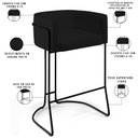 Ver imagem 4 de Banqueta Decorativa Fixa Base De Aço Preto Betina D02 Corano Preto B-97 - Lyam Decor