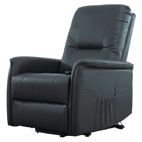 Poltrona Massagem Reclinável Pulse Domann Design Pu Preto C/ Controle Base Metal Sistema Power Lift