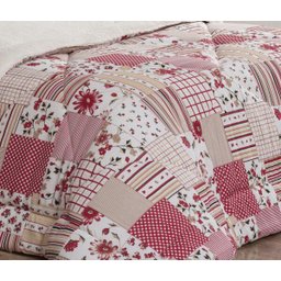 Coberdrom Casal Queen Winter 100% Algodão 01 Peça - Patchwork Vermelho - 3