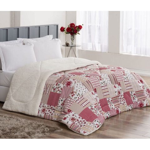 Coberdrom Casal Queen Winter 100% Algodão 01 Peça - Patchwork Vermelho