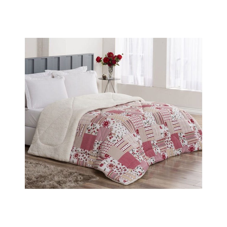 Coberdrom Casal Queen Winter 100% Algodão 01 Peça - Patchwork Vermelho