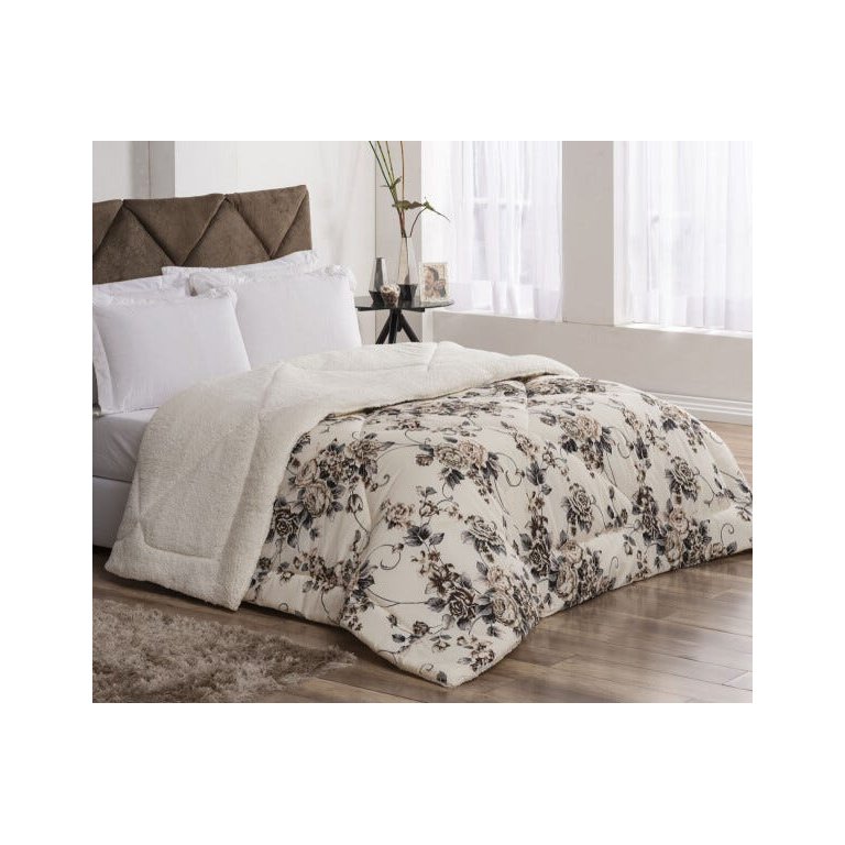 Coberdrom Casal Queen Winter 100% Algodão 01 Peça - Floral Tabaco
