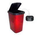 Ver imagem 2 de Lixeira Cesto 9 Litros com Tampa Click Label Vermelha Metalizada