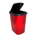 Ver imagem 1 de Lixeira Cesto 9 Litros com Tampa Click Label Vermelha Metalizada