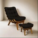 Ver imagem 1 de Kit Poltrona e Puff com Base de Madeira Suede Costela