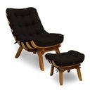 Ver imagem 2 de Kit Poltrona e Puff com Base de Madeira Suede Costela