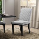 Ver imagem 3 de Cadeira Sala de Jantar Base Madeira Preto Kit 6 Sofia Suede D03 - D'Rossi Cor Cinza