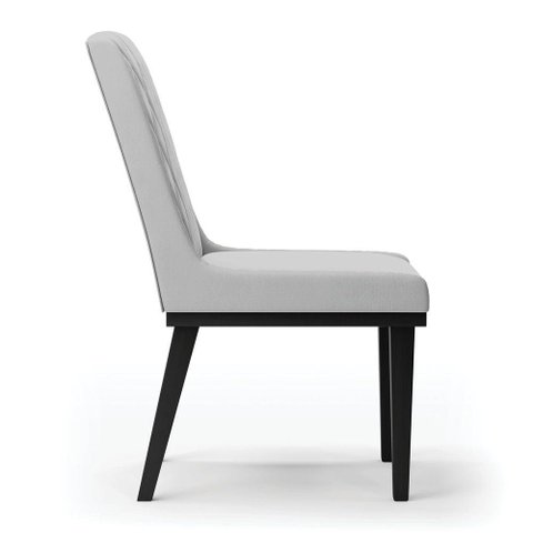 Cadeira Sala de Jantar Base Madeira Preto Kit 6 Sofia Suede D03 - D'Rossi Cor Cinza