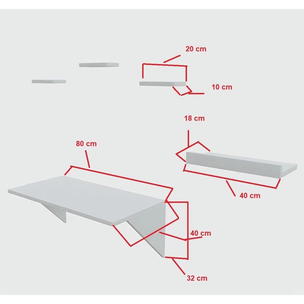 MESA SUSPENSA RIO PARA COMPUTADOR COM 4 PRATELEIRAS – BRANCO - 5