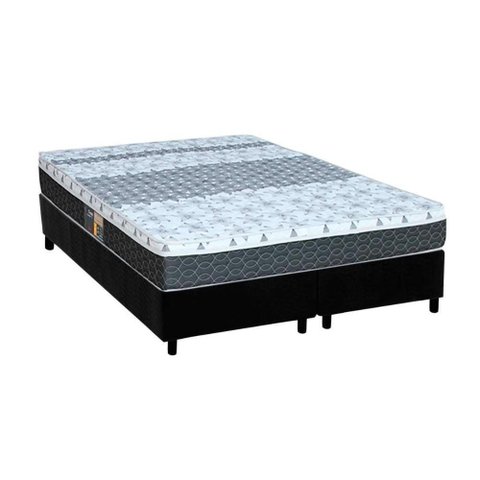 Cama Box King: Colchão Molas Bonnel Castor Class New + Base Crc Suede Black(193x203)