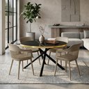 Ver imagem 2 de Conjunto Mesa de Jantar Redonda Solaris Preta 120cm com 4 Cadeiras Marcela - Nude Escuro