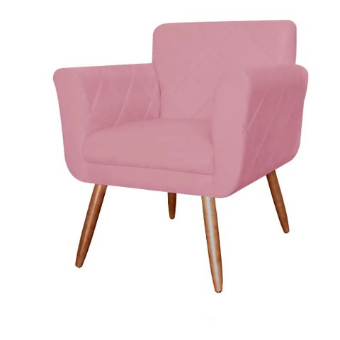 Poltrona Cadeira Isabella Decorativa Estofada Pés Palito Suede Rosa Barbie - Incasa Decor