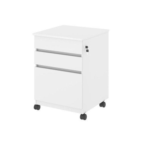 Gaveteiro Nora 3 Gavetas MDP com Rodízios e Chave Branco Plata Móveis