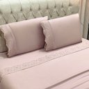 Ver imagem 3 de Jogo de Cama Lençol King Nupcial Percal 300 Fios 4 Peças - Rosê