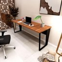Ver imagem 1 de Mesa Escritório Diretor 1,80m X 0,70m Pés Metal 100% Mdf F5 Cor:nogal com Preto